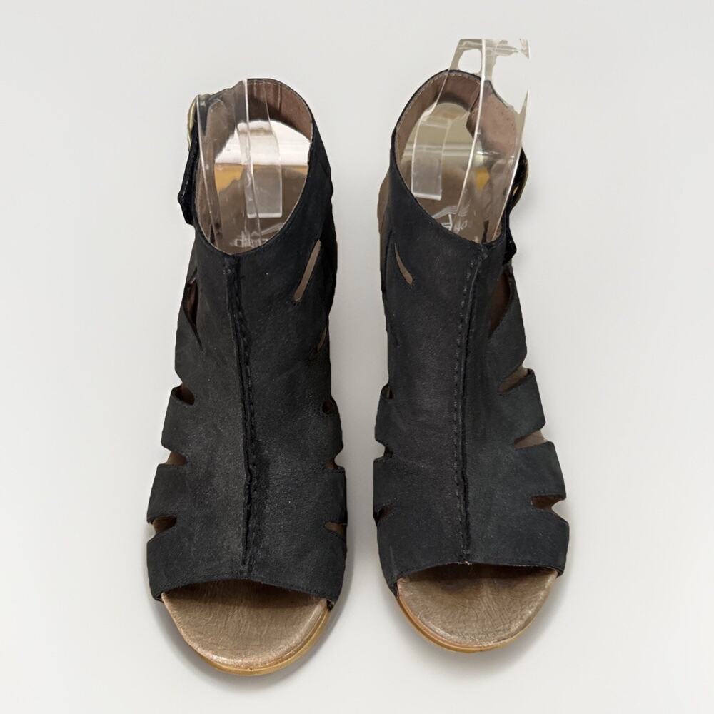 Dansko Chunky Heel Sandals - Womens 38 US 7 - Demetra Black Nubuck Slingback - Picture 4 of 6